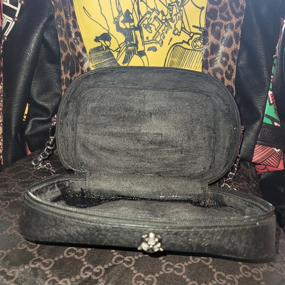 Gucci Cat Pebbled Leather Black Vanity Case Toiletry Case 2way Shoulder Bag - Picture 7 of 16